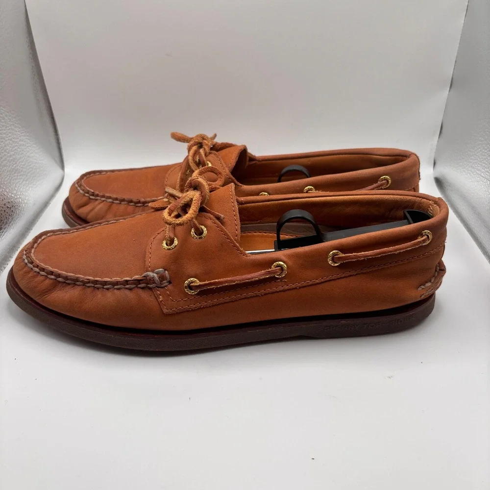 Sperry Top-Sider Gold Cup Original 2-Eye Boat Shoes Tan Leather Men's Sz 10.5